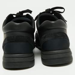 Chanel Black Suede, Nylon and Leather CC Low-Top Sneakers Size 45