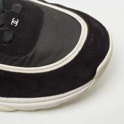 Chanel Black Suede and Fabric CC Low Top Sneakers Size 46