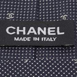 Chanel Navy Blue CC Patterned Silk Tie 