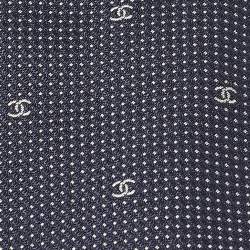 Chanel Navy Blue CC Patterned Silk Tie 