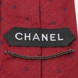 Chanel Red CC Logo Silk Tie 