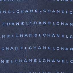 Chanel Blue Logo Pattern Silk Tie 