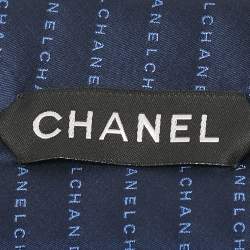 Chanel Blue Logo Pattern Silk Tie 