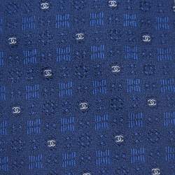 Pre Owned Chanel Blue CC Jacquard Silk Tie