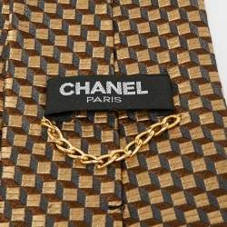 Pre Owned Chanel Beige Jacquard Traditional Tie 