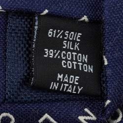 مملوكة مسبقًا Chanel Navy Blue CC Logo Patterned Silk Blend Tie