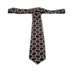 Chanel Vintage Navy Blue Geometric Print Silk Jacquard Tie 