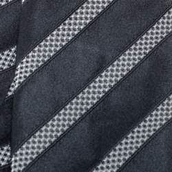Pre Owned Chanel Vintage Navy Blue Geometric Print Silk Jacquard Tie 