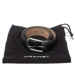 Chanel Black Leather Classic Belt 95CM