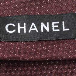 Chanel Burgundy Lurex Jacquard Silk Skinny Tie