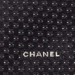 Pre Owned Chanel Black Lurex Jacquard Silk Skinny Tie