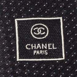 Pre Owned Chanel Black Lurex Jacquard Silk Skinny Tie