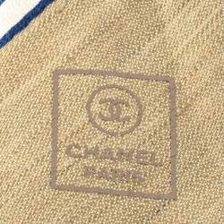 Chanel Beige Diagonal Striped Linen & Cotton Skinny Tie