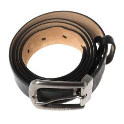 Chanel Black Leather Buckle Belt 95CM