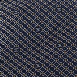 Pre Owned Chanel Navy Blue Geometric Jacquard Silk Tie