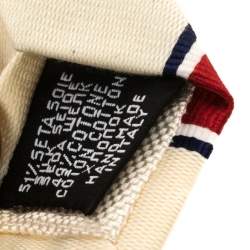 Pre Owned Chanel Cream & Red Diagonal Striped Silk Skinny Tie