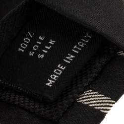 Pre Owned Chanel Black Diagonal Striped Silk Skinny Tie