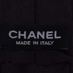 Pre Owned Chanel Black Logo Detail Skinny Silk Tie