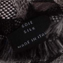 Chanel Monochrome Checked Fringed Flat Tip Silk Tie
