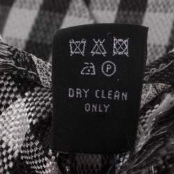 Chanel Monochrome Checked Fringed Flat Tip Silk Tie