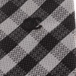 Chanel Monochrome Checked Fringed Flat Tip Silk Tie