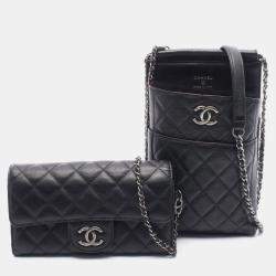 مملوكة مسبقًا حقيبة كتف شاني للأطعمة الجلدية السوداء ميني سي سي ماتلاسيه