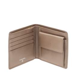 Chanel Metallic Beige Leather Bifold Wallet
