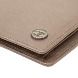 Chanel Metallic Beige Leather Bifold Wallet