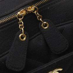 Chanel Black Jersey CC Chevron Pocket Camera Bag