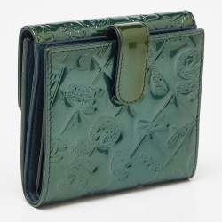 Chanel Green Patent Leather Symbols Lucky Charm Compact Wallet