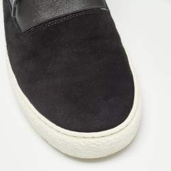 Chanel Black Suede and Tweed High Sneakers Size 41