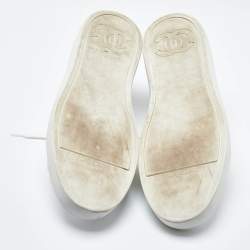 Chanel  White Rubber and Leather CC Trainer Low Top Sneakers Size 44