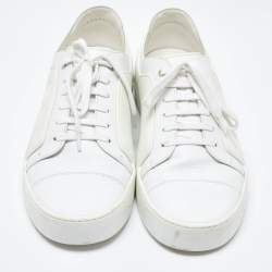 Chanel  White Rubber and Leather CC Trainer Low Top Sneakers Size 44