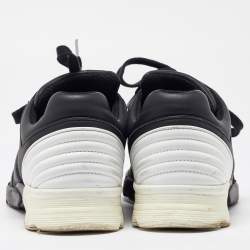 Pre Owned Chanel Black/White Leather CC Low Top Sneakers Size 45