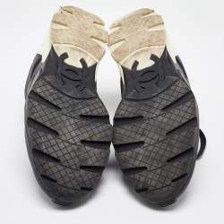 Pre Owned Chanel Black/White Leather CC Low Top Sneakers Size 45