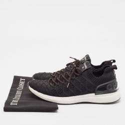 Chanel Black Knit Fabric Lace Up Sneakers Size 39.5 