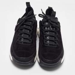 Chanel Black Suede CC Low Top Sneakers Size 42