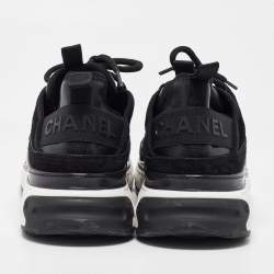 Chanel Black Suede CC Low Top Sneakers Size 42