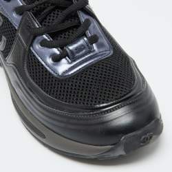 Chanel Black Mesh and Leather CC Low Top Sneakers Size 41.5