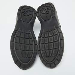 Chanel Black Mesh and Leather CC Low Top Sneakers Size 41.5