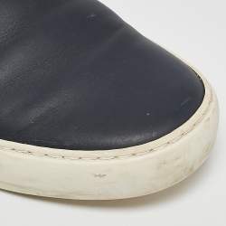 Chanel Navy Blue/White Leather CC Slip On Sneakers Size 40