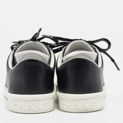 Pre Owned Chanel Black Leather Weekender Sneakers Size 36