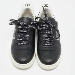 Pre Owned Chanel Black Leather Weekender Sneakers Size 36