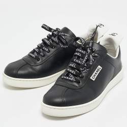 Pre Owned Chanel Black Leather Weekender Sneakers Size 36
