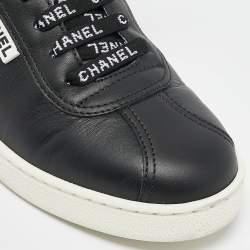 Pre Owned Chanel Black Leather Weekender Sneakers Size 36