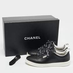 Pre Owned Chanel Black Leather Weekender Sneakers Size 36