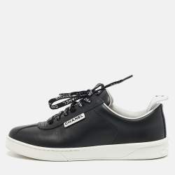 Pre Owned Chanel Black Leather Weekender Sneakers Size 36