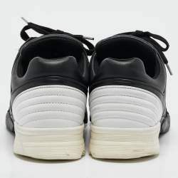 Chanel Black/White Leather CC Low Top Sneakers Size 42