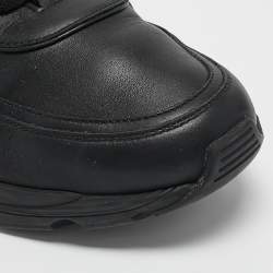 Chanel Black/White Leather CC Low Top Sneakers Size 42
