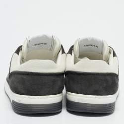 Chanel Black/Off White Suede Interlocking CC Logo Low Top Sneakers Size 39